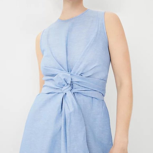New Ann Taylor Linen Cotton Chambray Flare Dress - Picture 3 of 3